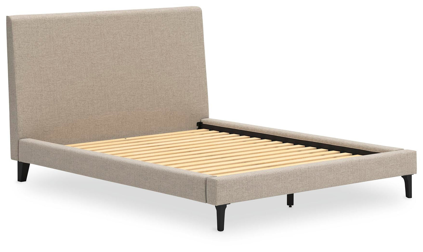 Cielden  Upholstered Bed With Roll Slats, Dresser And Mirror