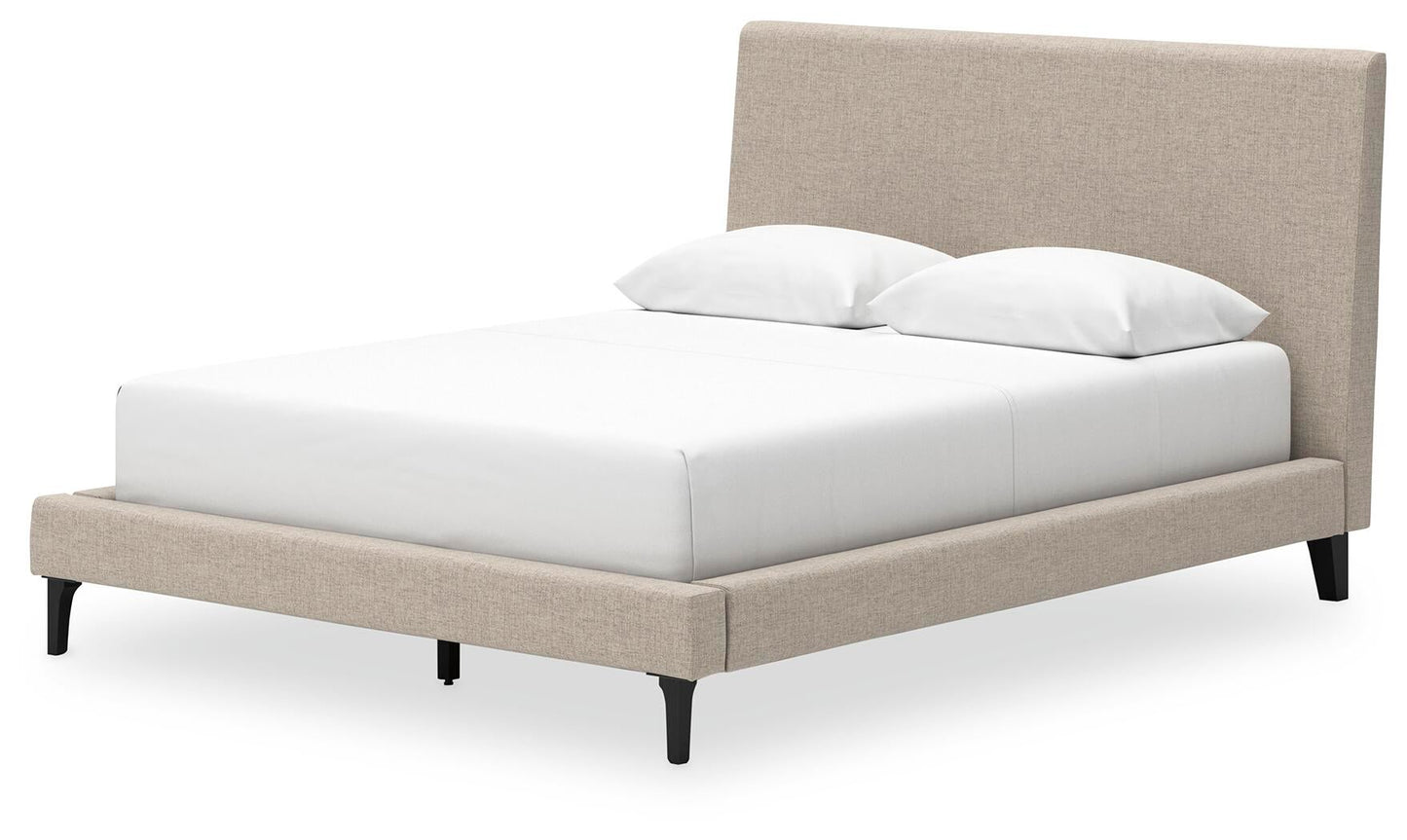 Cielden  Upholstered Bed With Roll Slats, Dresser And Mirror
