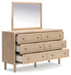 Cielden  Upholstered Bed With Roll Slats, Dresser, Mirror, Chest And Nightstand