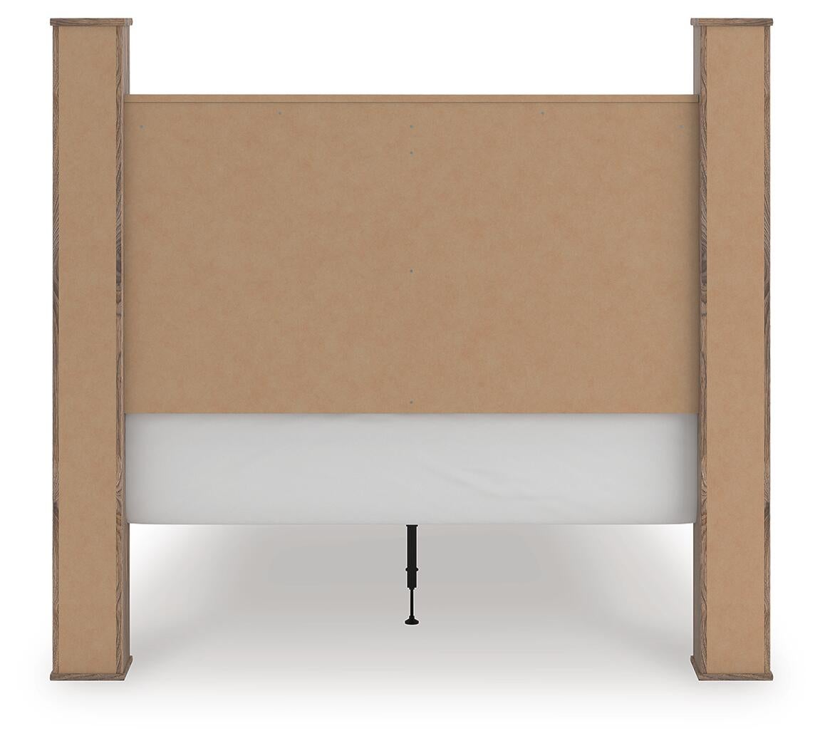 Rusticott  Poster Bed With Mirrored Dresser And Nightstand