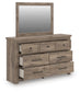 Rusticott  Panel Bed With Mirrored Dresser