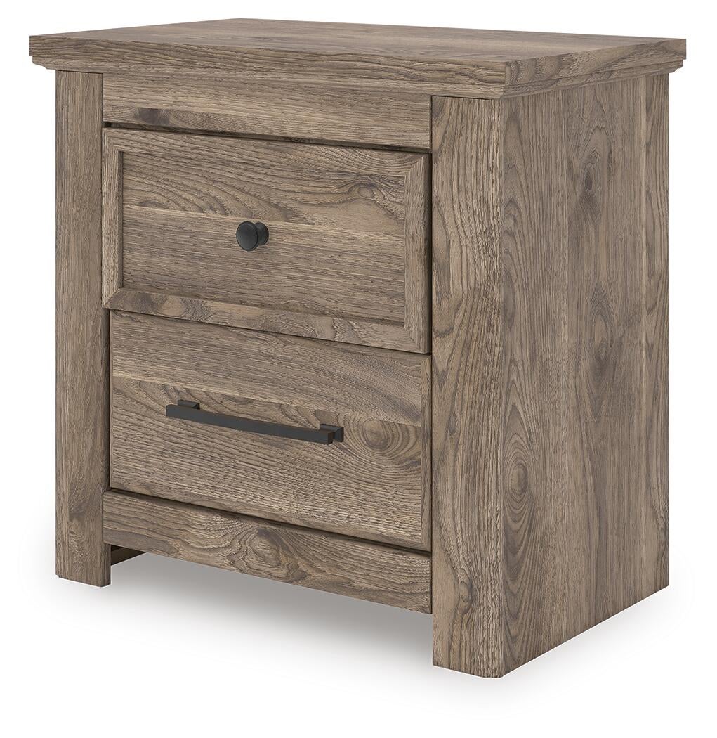 Rusticott  Panel Bed With Mirrored Dresser And Nightstand