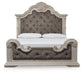 Bruchandi  Upholstered Panel Bed With Mirrored Dresser And Nightstand