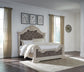 Bruchandi  Upholstered Panel Bed With Mirrored Dresser And Nightstand
