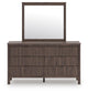 Pamytta  Upholstered Panel Bed, Dresser, Mirror, Chest And Nightstand