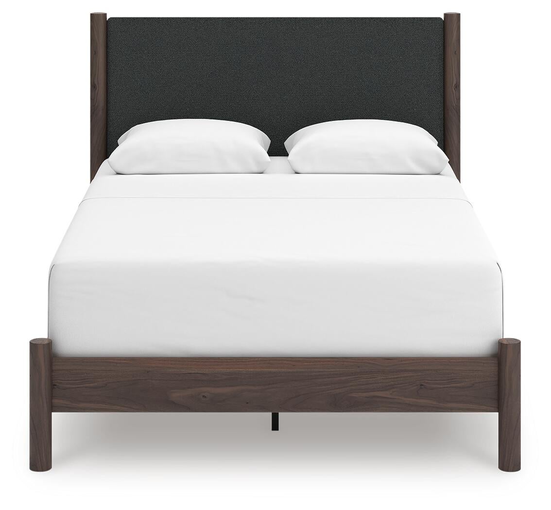 Pamytta  Upholstered Panel Bed, Dresser, Mirror And Nightstand