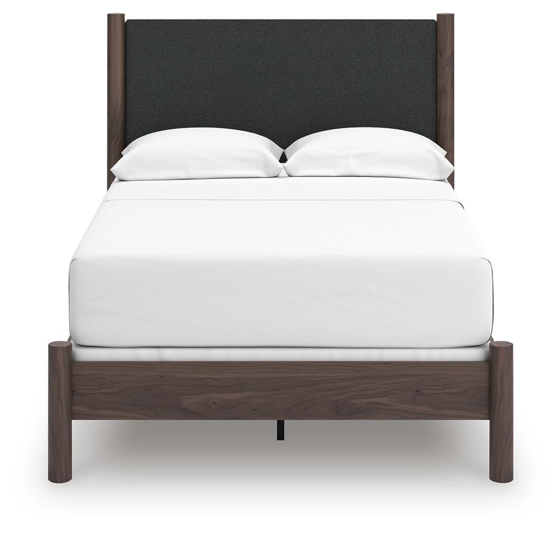 Pamytta  Upholstered Panel Bed, Dresser, Mirror And Nightstand