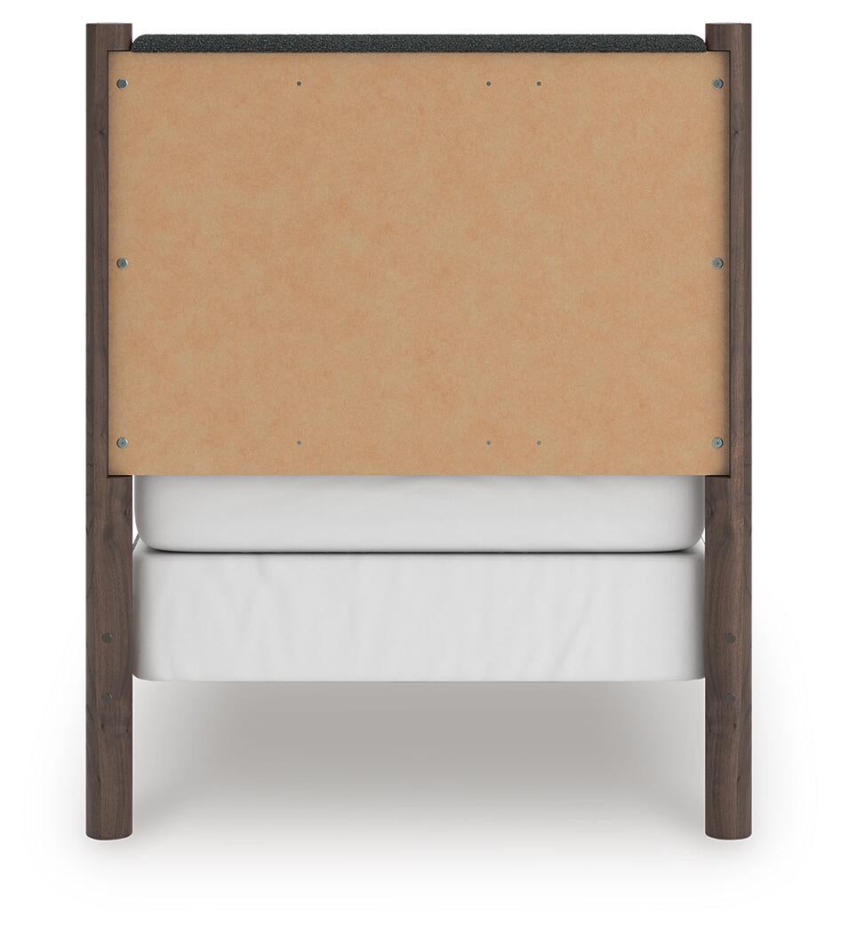Pamytta  Upholstered Panel Bed, Dresser, Mirror, Chest And Nightstand
