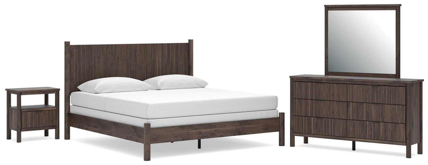 Pamytta  Panel Bed, Dresser, Mirror And Nightstand
