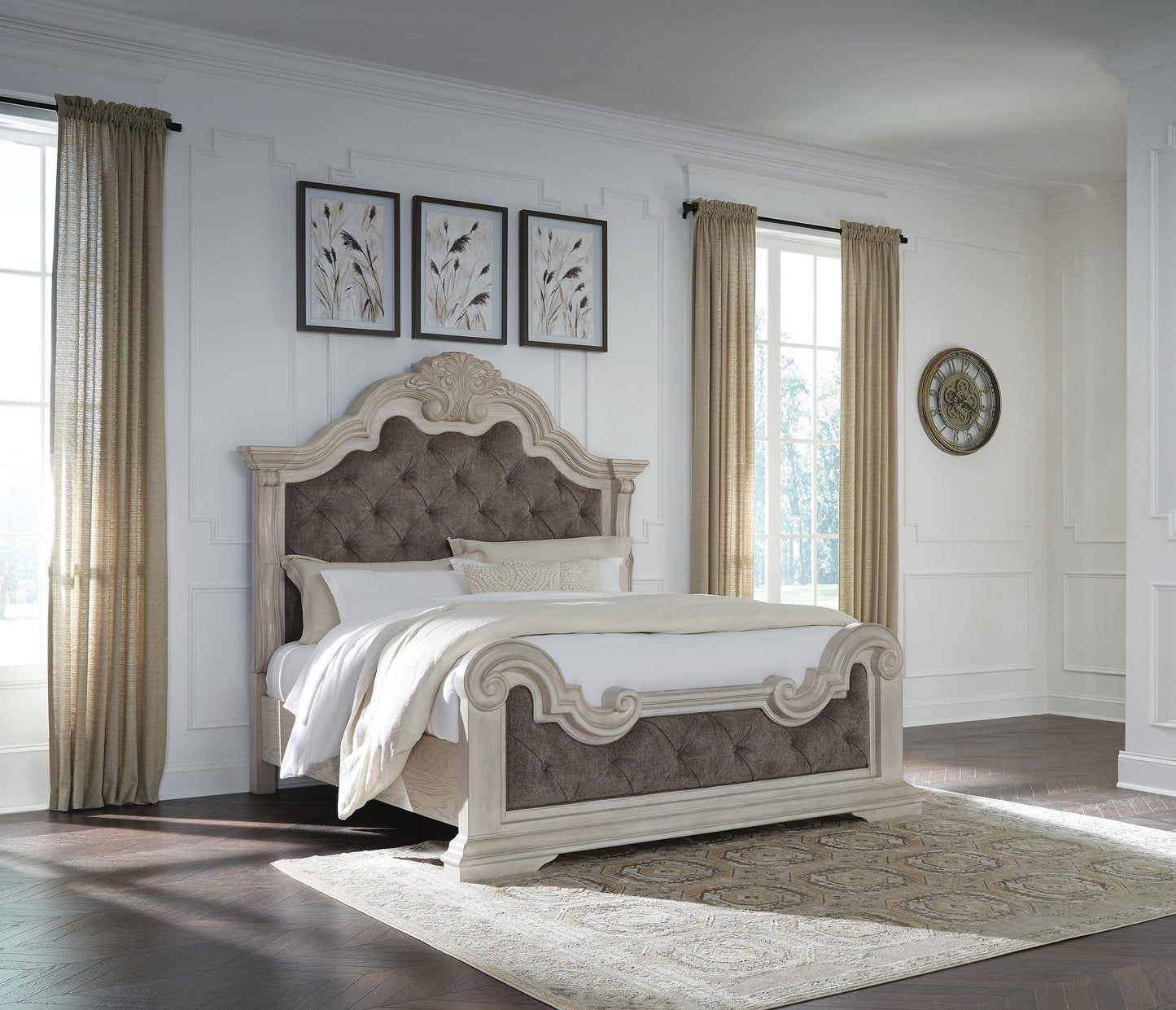Bruchandi California  Upholstered Panel Bed With Mirrored Dresser