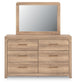 Kinlanni  Upholstered Platform Bed, Dresser And Mirror