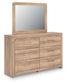 Kinlanni  Upholstered Platform Bed, Dresser And Mirror