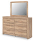 Kinlanni  Upholstered Platform Bed, Dresser And Mirror