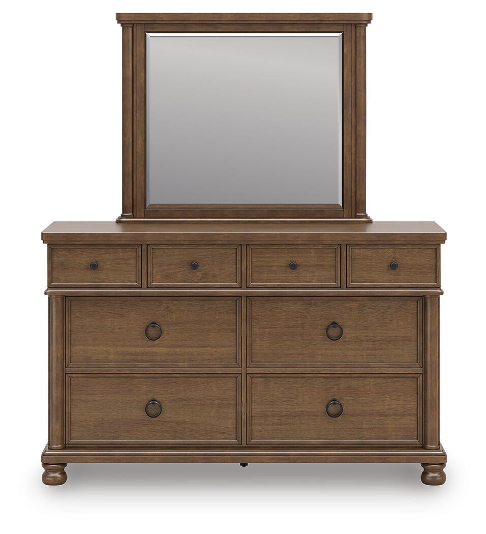 Rowlenstown  Poster Bed With Mirrored Dresser And Nightstand