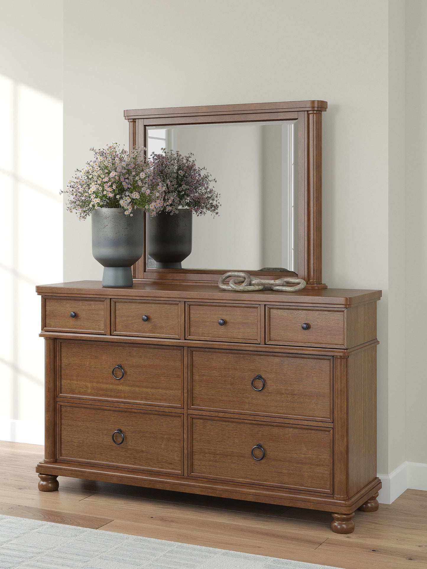 Rowlenstown California  Poster Bed With Mirrored Dresser And Nightstand