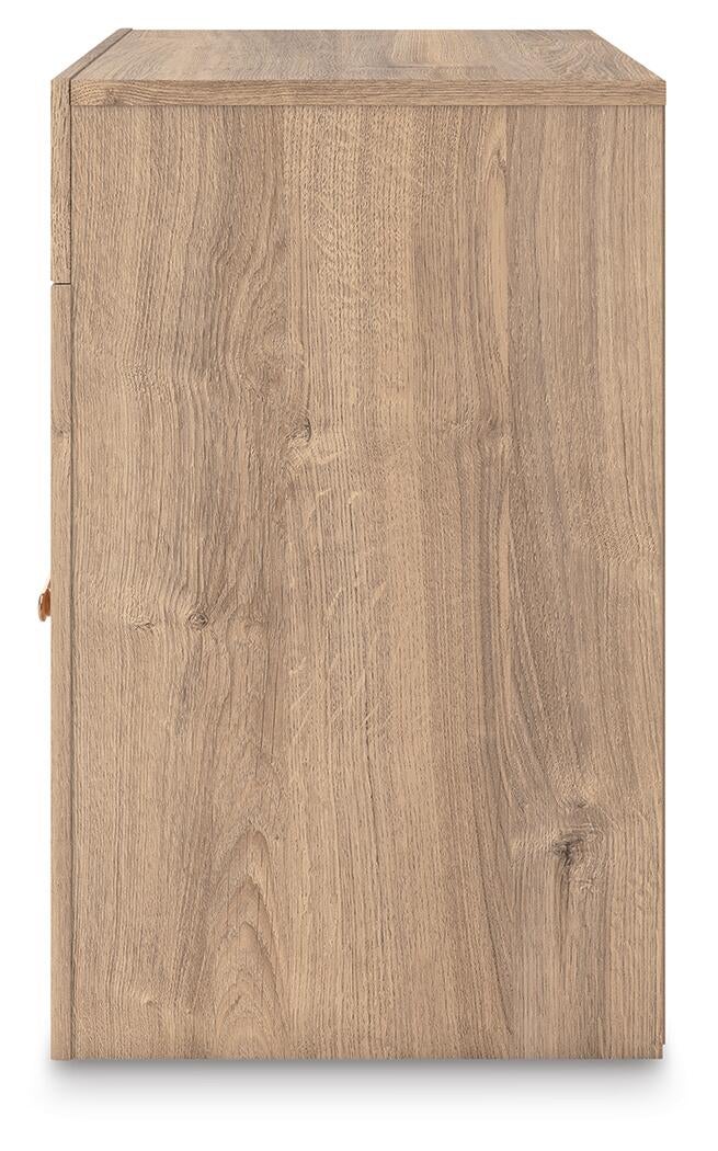 Kinlanni  Upholstered Panel Bed, Dresser, Mirror And Nightstand