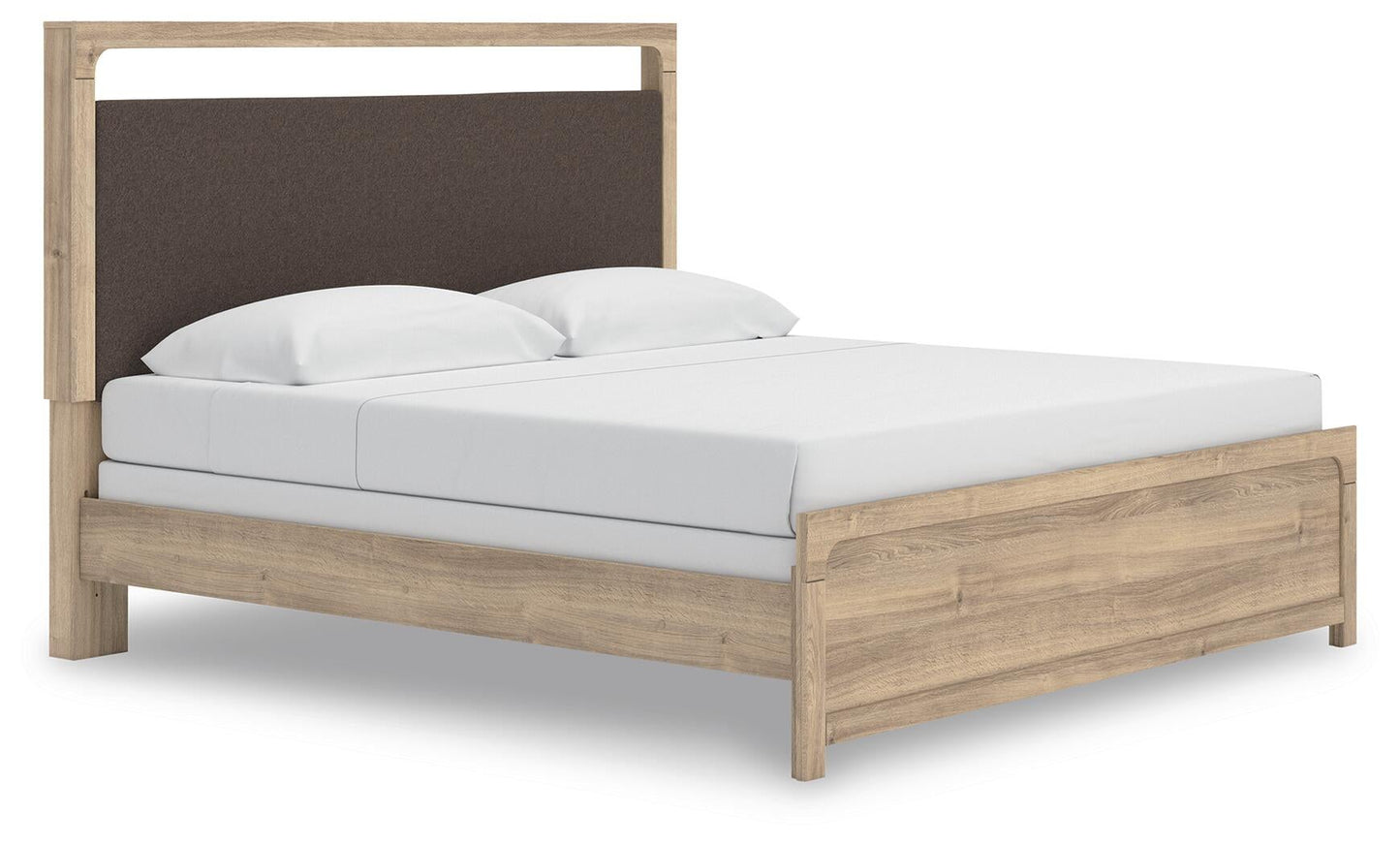 Kinlanni  Upholstered Panel Bed, Dresser, Mirror And Nightstand