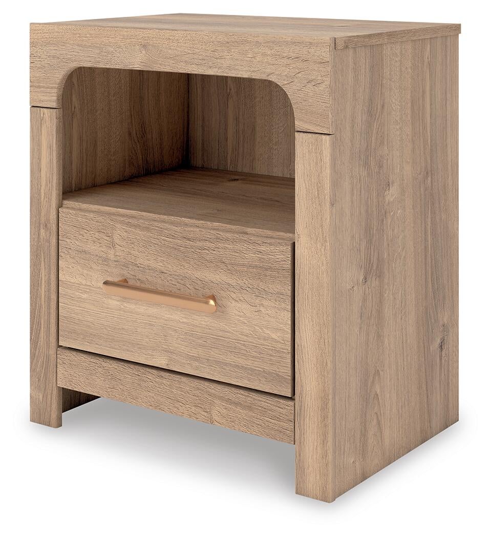Kinlanni  Upholstered Platform Bed, Dresser, Mirror And Nightstand