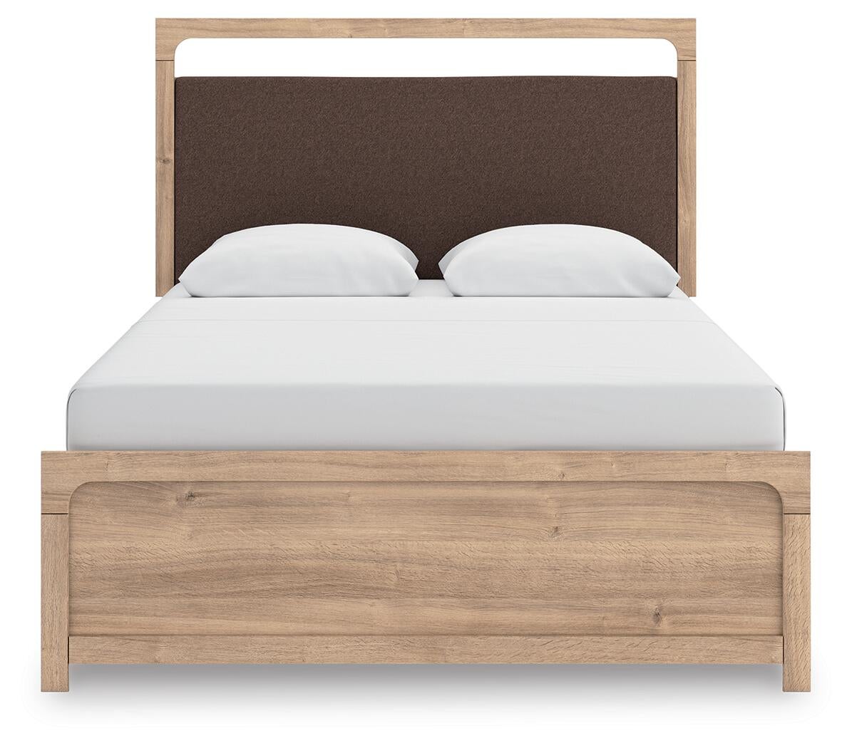 Kinlanni  Upholstered Panel Bed, Dresser And Mirror