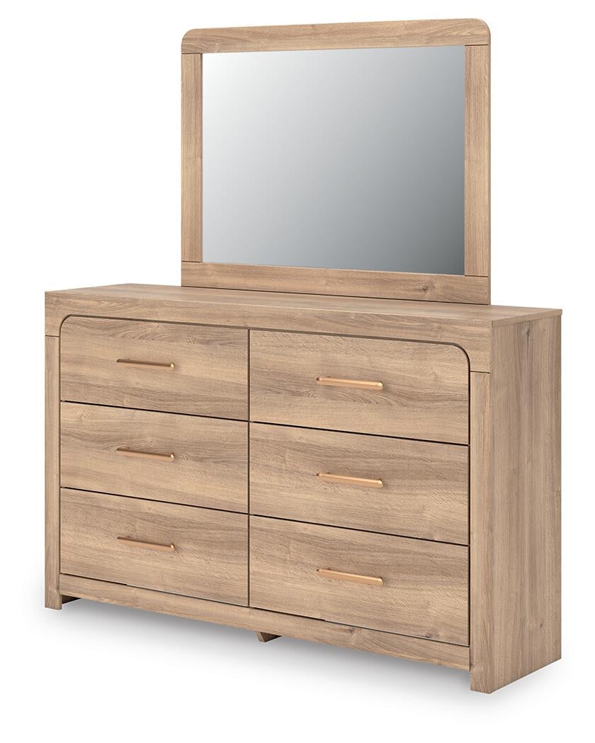 Kinlanni  Upholstered Platform Bed, Dresser, Mirror And Nightstand