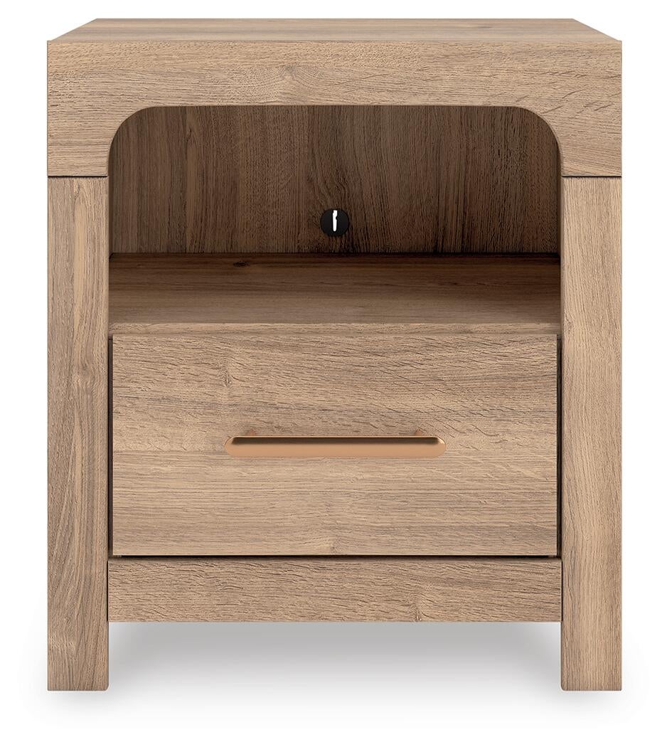 Kinlanni  Upholstered Platform Bed, Dresser, Mirror And Nightstand