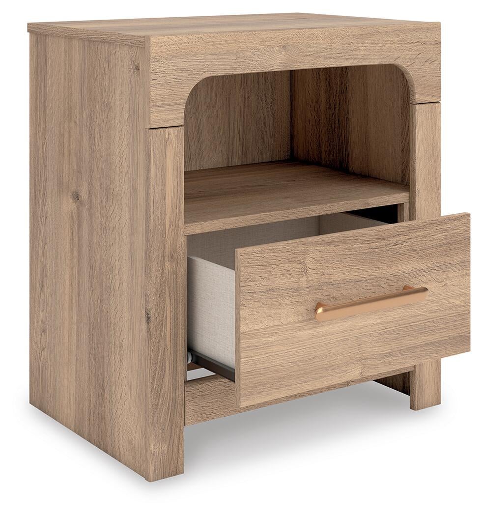 Kinlanni  Upholstered Platform Bed, Dresser, Mirror And Nightstand