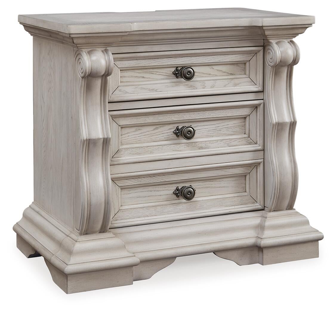 Bruchandi California  Upholstered Panel Bed With Mirrored Dresser And Nightstand