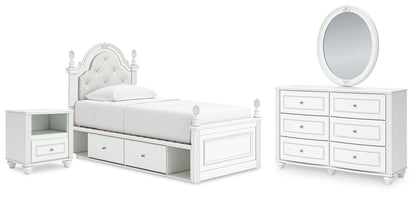 Kozlani  Upholstered Panel Storage Bed, Dresser, Mirror And Nightstand