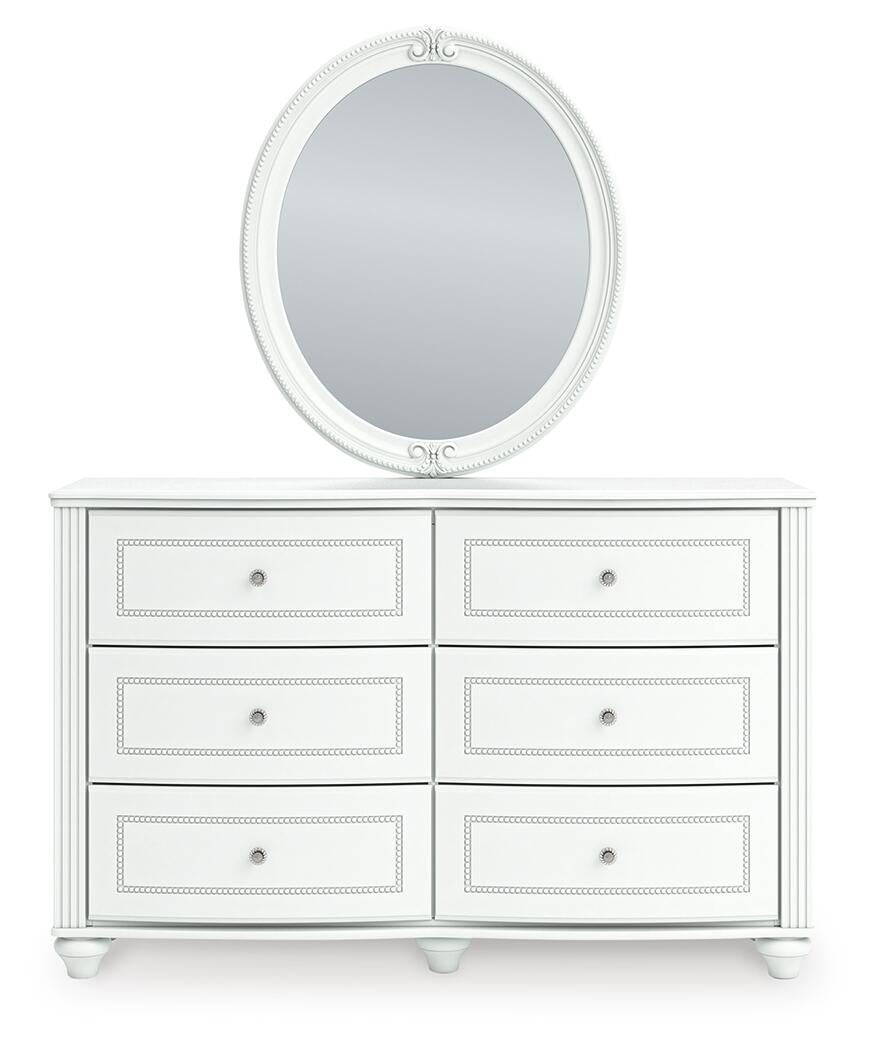 Kozlani  Upholstered Panel Bed, Dresser, Mirror And Nightstand