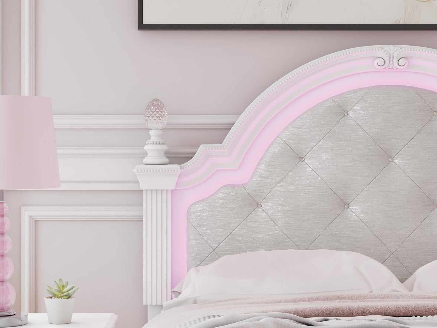 Kozlani  Upholstered Panel Bed, Dresser, Mirror And Nightstand