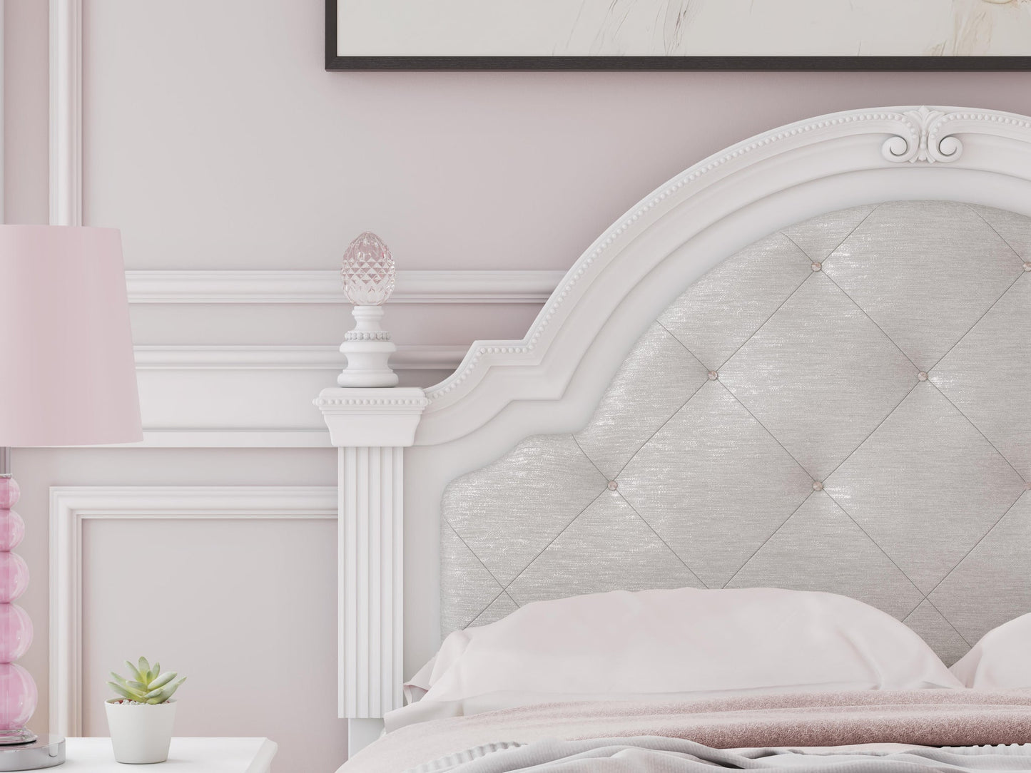 Kozlani  Upholstered Panel Bed, Dresser, Mirror And Nightstand