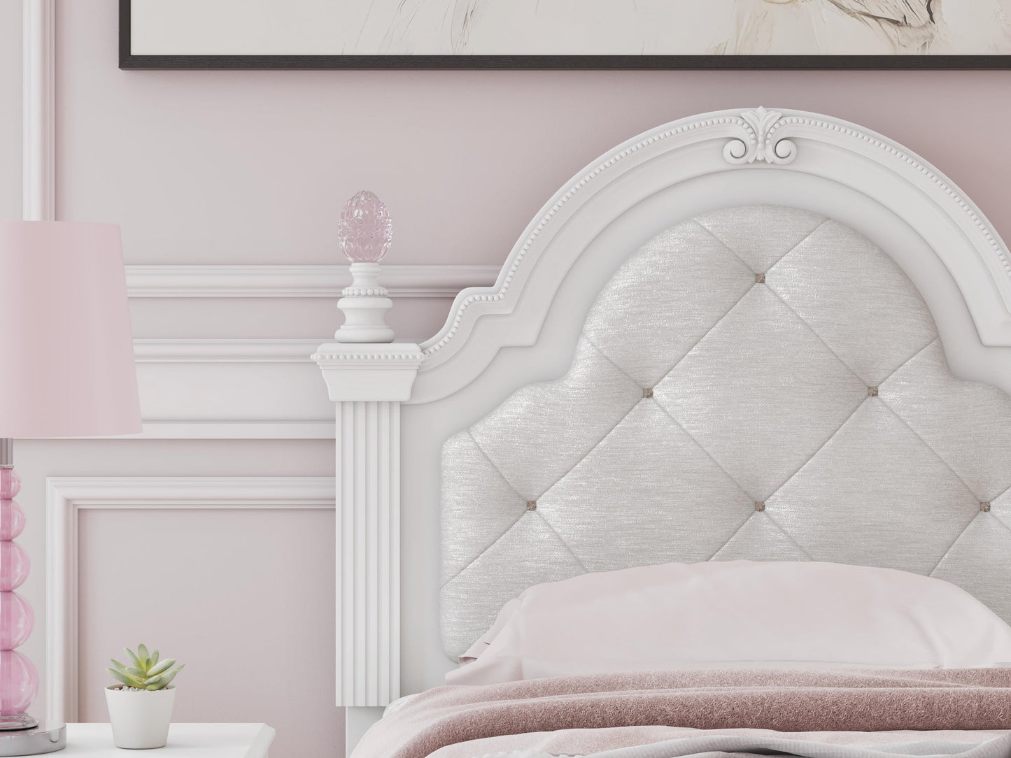 Kozlani  Upholstered Panel Bed, Dresser And Mirror