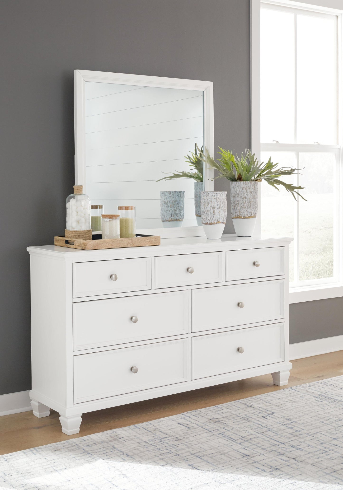 Fortman  Panel Storage Bed With Mirrored Dresser And Nightstand